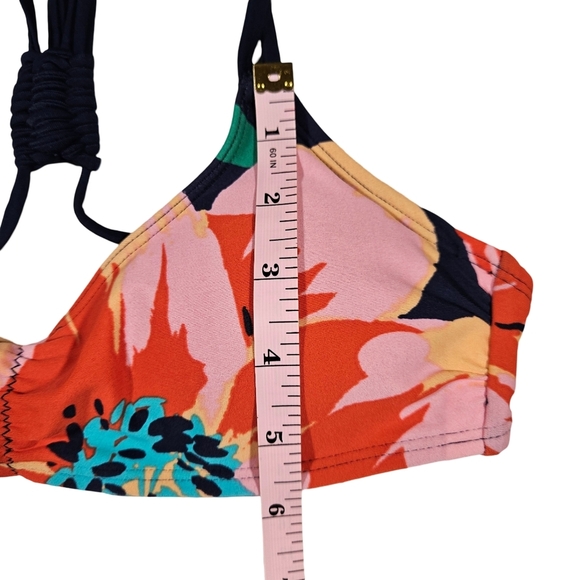 Aerie Racerback Floral Scoop Neck Bikini Top, Red/Pink/Blue, XS - Picture 13 of 13
